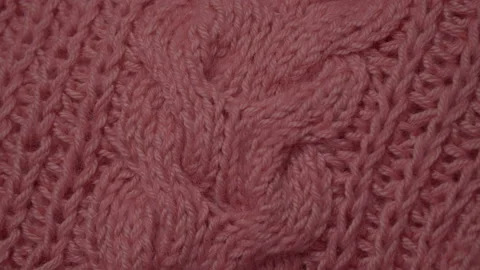 Knitted Wool background. Merino wool pink color, macro shoot. Woolen fabric.Wool Stock Footage 138877421