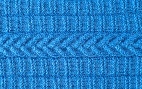 Knitted wool pattern seamless, blue Stock Photos