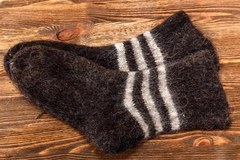 Knitted wool socks Stock Photos