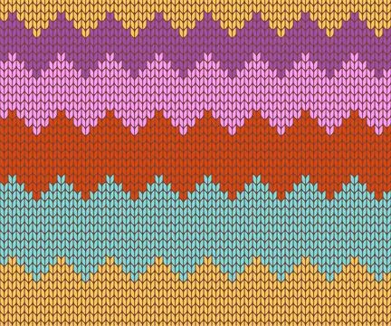 Knitted zigzag seamless pattern background vector illustration Stock Illustration
