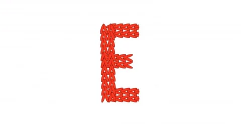 Knitting alphabet abc letter E in red color on white background.  Stock Footage 81301275