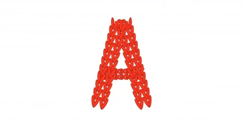 Knitting alphabet abc letter A in red color on white background.  Stock Footage 81301774