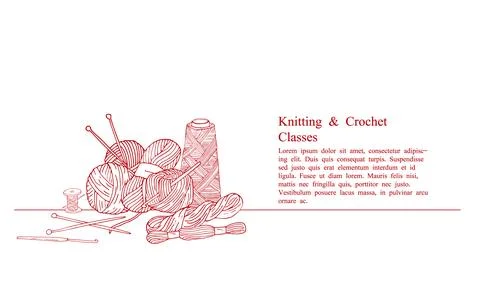 Knitting and crochet classes banner Stock Illustration