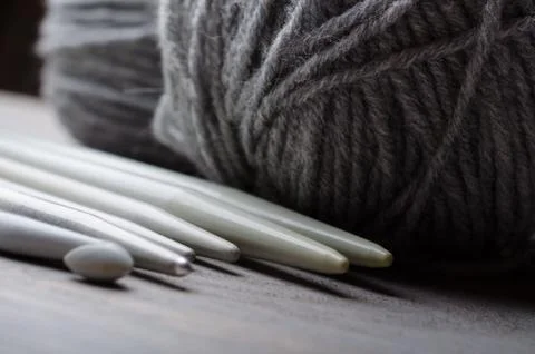 Knitting and crocheting tools. Stock Photos