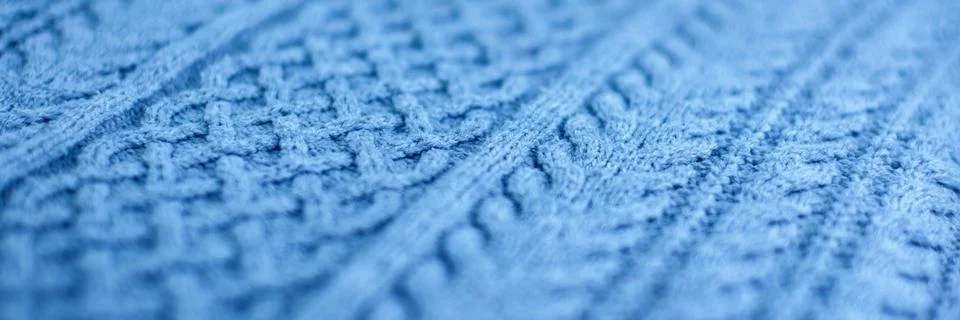 Knitting and needlework: patterned knitted fabric, short focus Stock Photos