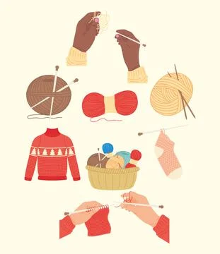 Knitting and sewing icon set Illustrazione stock