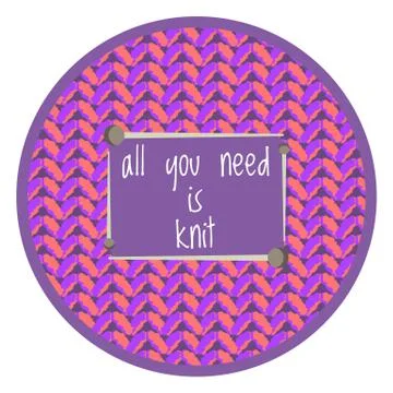 Knitting background with text in needles frame Stock Illustration