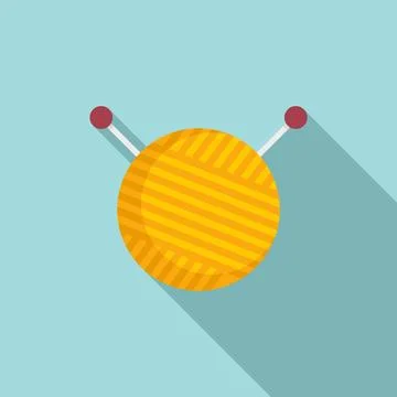 Knitting ball icon, flat style Stock Illustration