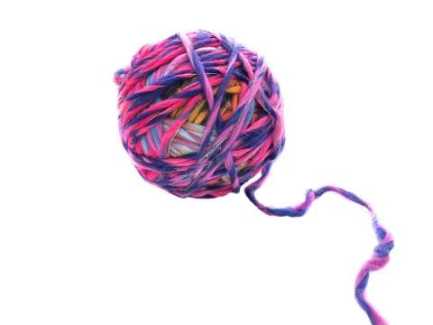 Knitting ball of thread isolated on white background. Stock Photos