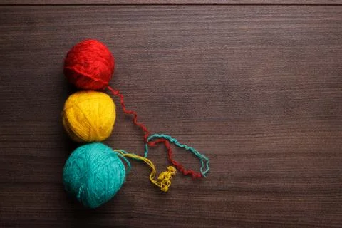 Knitting balls of threads Stock Photos