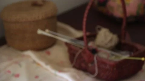 Knitting basket Stock Footage 51486104