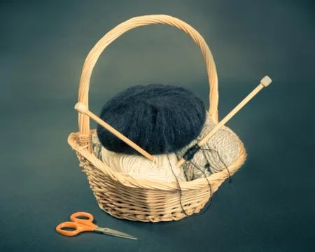 Knitting Basket Stock Photos