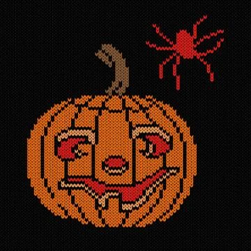 Knitting of big amusing pumpkin Illustrazione stock