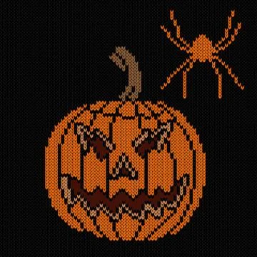Knitting of big angry pumpkin Stock Illustration