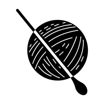 Knitting black vector icon on white background Stock Illustration