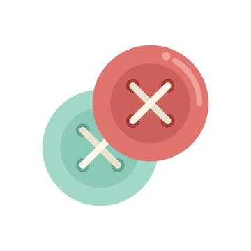 Knitting button icon flat vector. Wool knit Stock Illustration