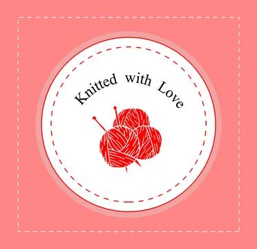 Knitting card. Knitting label Stock Illustration