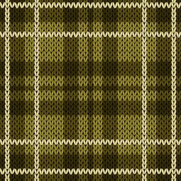 Knitting checkered seamless pattern mainly in warm green hues Stock Illustration