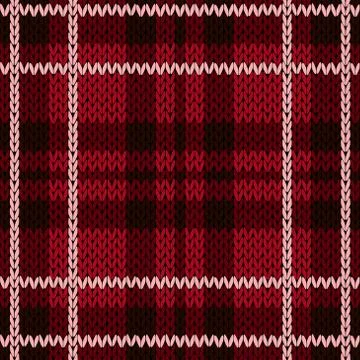 Knitting checkered seamless pattern mainly in red hues Illustrazione stock