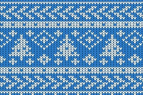 Knitting Christmas vector background cone tree Stock Photos
