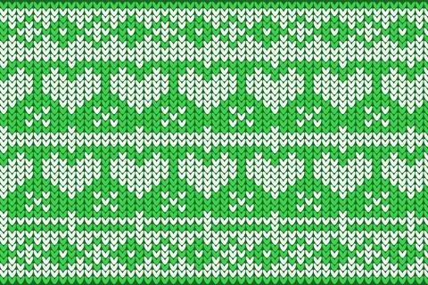 Knitting Christmas vector background hearts Illustrazione stock