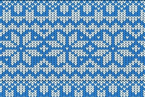 Knitting Christmas vector background snowflakes Illustrazione stock