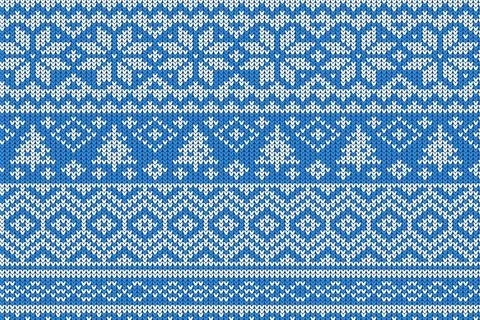 Knitting Christmas vector background snowflakes Illustrazione stock