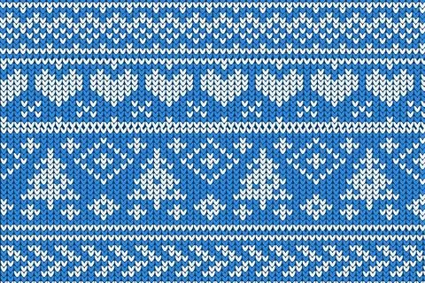 Knitting Christmas vector background snowflakes Illustrazione stock