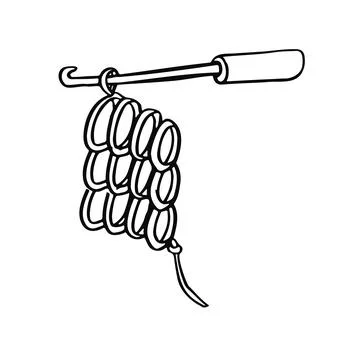 Knitting, crochet hook for needlework in line vector illustration Illustrazione stock