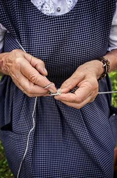 Knitting, done by old hands Stock Photos