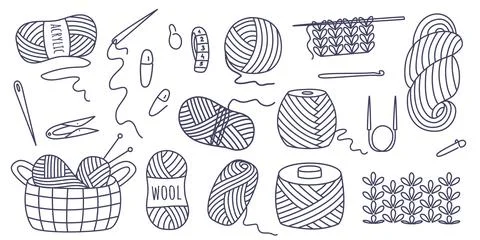 Knitting doodle set Vector graphics イラスト素材