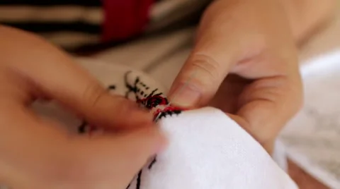 Knitting embroidery Stock Footage 49752921