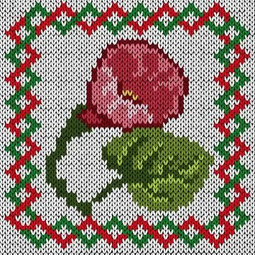 Knitting fabric pattern with rose flower Stock Illustration