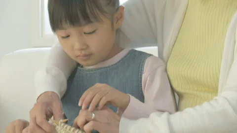 Knitting with Grandma Stock Footage 332756687