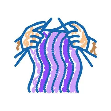 Knitting hands knitting wool icon doodle illustration Illustrazione stock