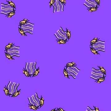 Knitting hands knitting wool vector seamless pattern Illustrazione stock
