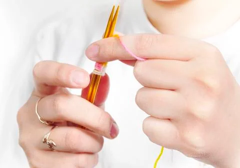 Knitting hands Stockfoto's