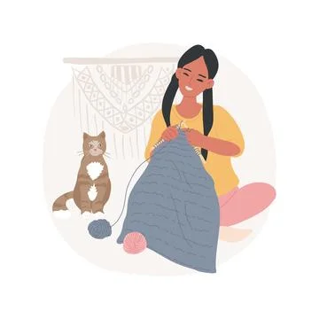 Knitting isolated cartoon vector illustration. Stock Illustration