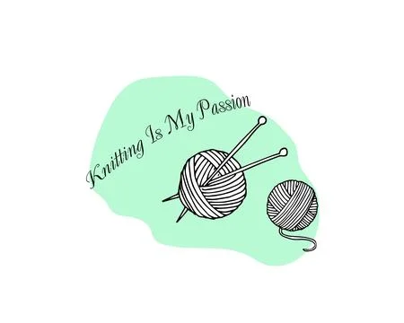 Knitting label with lettering Stock Illustration