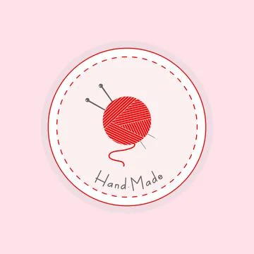 Knitting label with text hand-made Stock Illustration