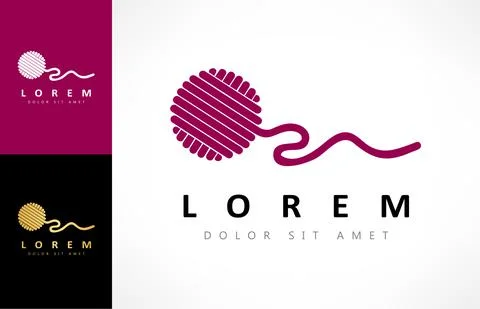 Knitting logo vector. Knitting a ball of thread logo vector. Stock Illustration