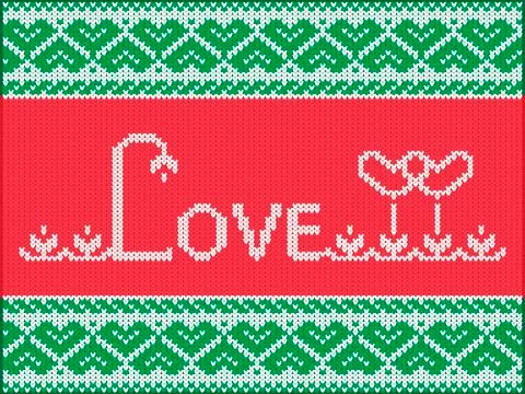 Knitting love card Stock Illustration