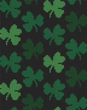 Knitting lucky clover seamless pattern Illustrazione stock