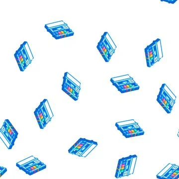 Knitting machine isometric icon seamless pattern Stock Illustration