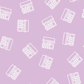 Knitting machine line vector seamless pattern Stock Illustration