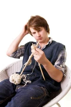 Knitting man craft Stock Photos