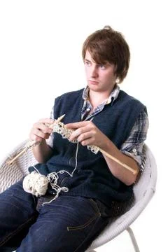 Knitting man craft Stock Photos