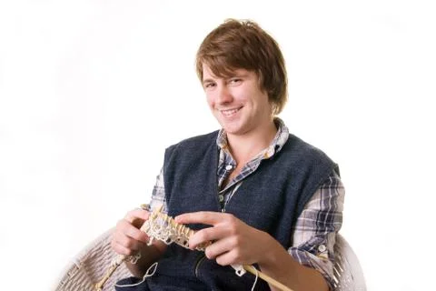 Knitting man craft Stock Photos
