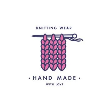Knitting needle pins and wool clew balls icon. Vector isolated symbol of Stock Illustration