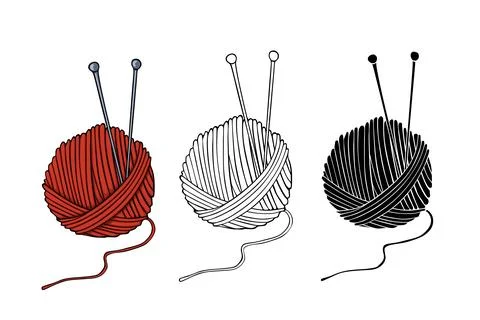 Knitting needles and  threads, vector illustration Stock Illustration